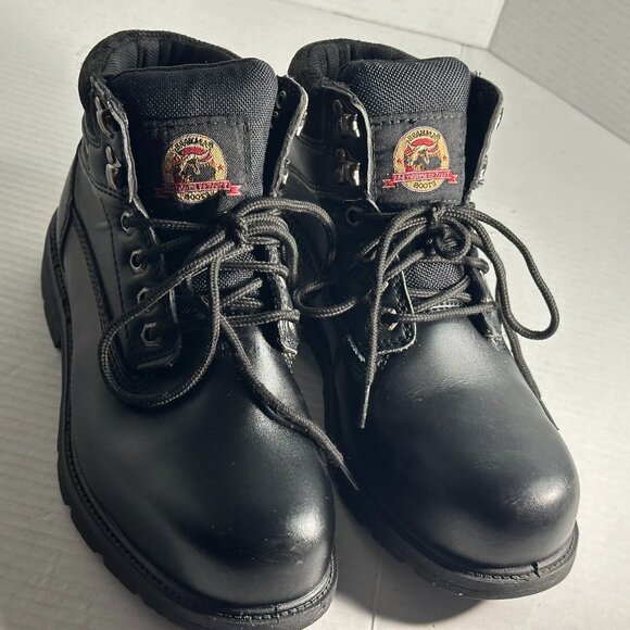 MENS 7W Black Leather Work Boots With steel safety toes main image 5